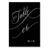 ラグジュアリー結婚書道のナンバー6、ブラック テーブルナンバー (正面)