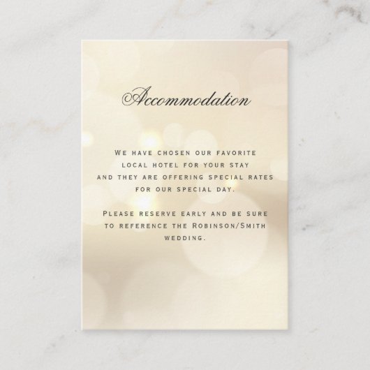 ラグジュアリー結婚金ゴールドの宿泊詳細 エンクロージャーカード (正面)