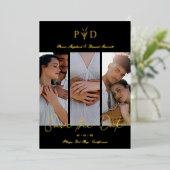 ラグジュアリー結婚3の写真コラージュシンプルブランチ 箔招待状 (立ち正面)