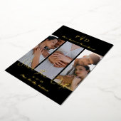 ラグジュアリー結婚3の写真コラージュシンプルブランチ 箔招待状 (回転した状態)