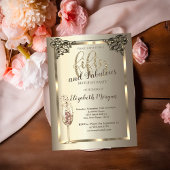 ラグジュアリー縁どシャンパングラス50th誕生日 招待状