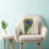 ラグジュアリー美しい金ゴールドドリップグラムピーコックフェザー クッション (椅子)