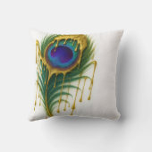 ラグジュアリー美しい金ゴールドドリップグラムピーコックフェザー クッション (裏面)