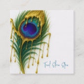 ラグジュアリー美しい金ゴールドドリップグラムピーコックフェザー スクエア名刺 (正面)