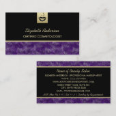 ラグジュアリー美容パープルチータメイクアップアーティスト 名刺 (正面/裏面)