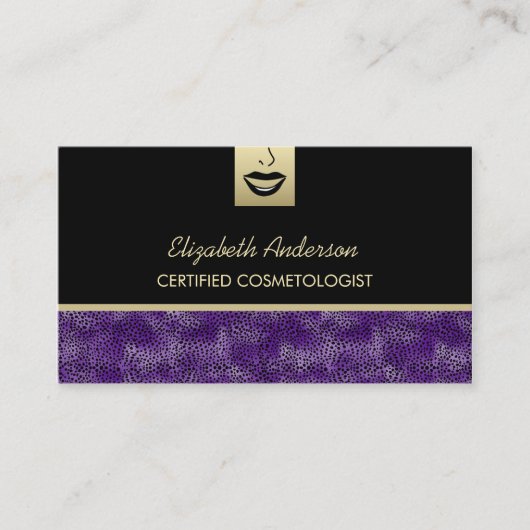 ラグジュアリー美容パープルチータメイクアップアーティスト 名刺 (正面)