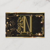 ラグジュアリー美容師ブラック金ゴールドモノグラム 名刺 (正面)
