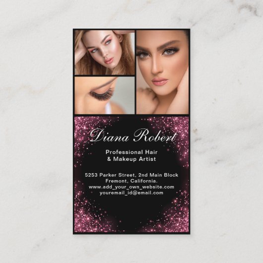 ラグジュアリー美容師メイクアップアーティストバラ金ゴールドドリップ 名刺 (裏面)