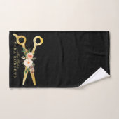 ラグジュアリー美容師金ゴールドシザーズブラックダマスク バスタオルセット (ハンドタオル)