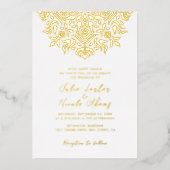 ラグジュアリー美的幾何学曼荼羅結婚の 箔招待状 (正面)