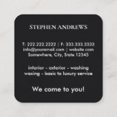 ラグジュアリー自動車の詳細車のクリーニング修理 スクエア名刺 (裏面)