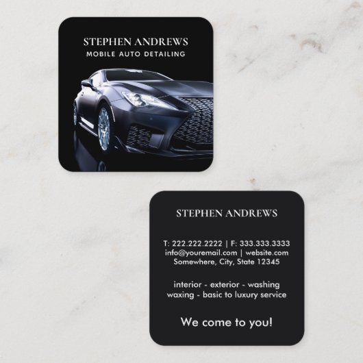 ラグジュアリー自動車の詳細車のクリーニング修理 スクエア名刺 (正面/裏面)