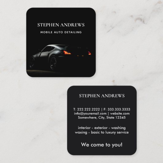 ラグジュアリー自動車の詳細車のクリーニング修理 スクエア名刺 (正面/裏面)