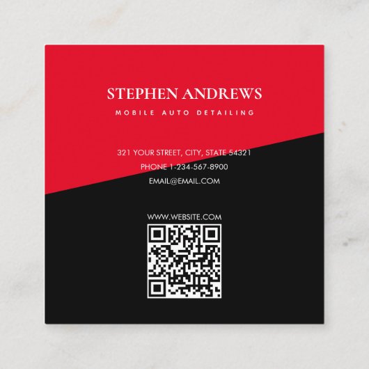 ラグジュアリー自動車詳細車のクリーニング修理レッド スクエア名刺 (裏面)