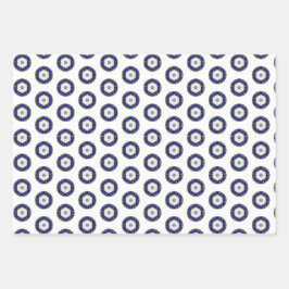 ラグジュアリー航海のサファイアブルー&ホワイトパターン（の模様が）ある ラッピングペーパーシート