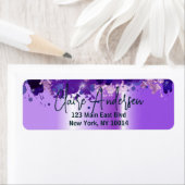 ラグジュアリー芸術的シックモダングラムパープルメタリック ラベル (インサイチュ)