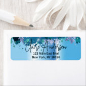 ラグジュアリー芸術的シックモダングラムブルーメタリック ラベル (インサイチュ)