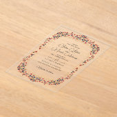 ラグジュアリー芸術的ボタニカルフローラ結婚ペイズリー アクリル招待状 (レイダウン)