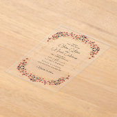 ラグジュアリー芸術的ボタニカルフローラ結婚ペイズリー アクリル招待状 (レイダウン)