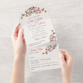 ラグジュアリー芸術的ボタニカルフローラ結婚ペイズリー オールインワン招待状 (貼ってはがせる)