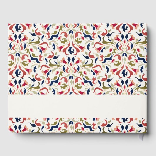 ラグジュアリー芸術的ボタニカルフローラ結婚ペイズリー ゲストブック (裏面)