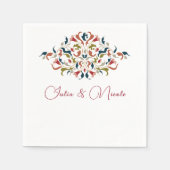 ラグジュアリー芸術的ボタニカルフローラ結婚ペイズリー スタンダードカクテルナプキン (正面)