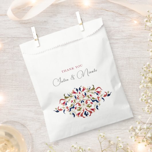 ラグジュアリー芸術的ボタニカルフローラ結婚ペイズリー フェイバーバッグ (クリップ留めされた状態)