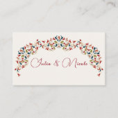 ラグジュアリー芸術的ボタニカルフローラ結婚ペイズリー プレイスカード (正面)