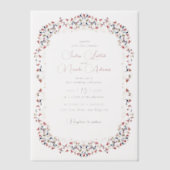 ラグジュアリー芸術的ボタニカルフローラ結婚ペイズリー ベラム紙招待状 (正面)