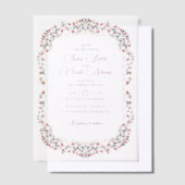 ラグジュアリー芸術的ボタニカルフローラ結婚ペイズリー ベラム紙招待状 (オフセット)