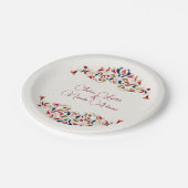 ラグジュアリー芸術的ボタニカルフローラ結婚ペイズリー ペーパープレート (アングル)