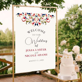 ラグジュアリー芸術的ボタニカルフローラ結婚ペイズリー ポスター