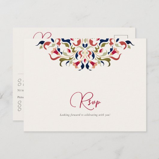 ラグジュアリー芸術的ボタニカルフローラ結婚ペイズリー ポストカード (正面/裏面)