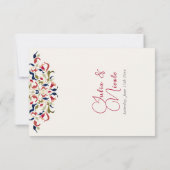 ラグジュアリー芸術的ボタニカルフローラ結婚ペイズリー 出欠カード (裏面)