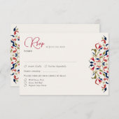 ラグジュアリー芸術的ボタニカルフローラ結婚ペイズリー 出欠カード (正面/裏面)