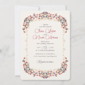 ラグジュアリー芸術的ボタニカルフローラ結婚ペイズリー 招待状 (正面)