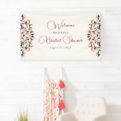 ラグジュアリー芸術的ボタニカルフローラ結婚ペイズリー 横断幕 (インサイチュ)