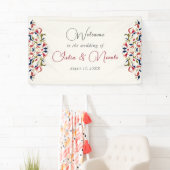 ラグジュアリー芸術的ボタニカルフローラ結婚ペイズリー 横断幕 (インサイチュ)