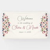 ラグジュアリー芸術的ボタニカルフローラ結婚ペイズリー 横断幕 (横)