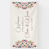 ラグジュアリー芸術的ボタニカルフローラ結婚ペイズリー 横断幕 (縦)