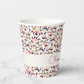 ラグジュアリー芸術的ボタニカルフローラ結婚ペイズリー 紙コップ (正面)