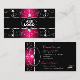 ラグジュアリー華美な黒縁ど色のロゴと写真 名刺