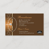 ラグジュアリー華美オ縁どレンジブラウンのロゴと写真 名刺 (裏面)