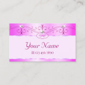 ラグジュアリー華美ピンクきらめくダイアモンモノグラム 名刺 (正面)