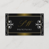 ラグジュアリー華美ブラックゴールデンスパークルジュエリーイニシャル 名刺 (正面)