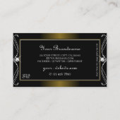 ラグジュアリー華美ブラックゴールデンスパークルジュエルズモノグラム 名刺 (裏面)