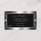 ラグジュアリー華美ブラックシルバースパークルジュエリーモノグラム 名刺 (裏面)