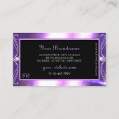 ラグジュアリー華美ブラックパープルスパークルジュエリーイニシャル 名刺 (裏面)