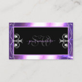 ラグジュアリー華美ブラックパープルスパークルジュエリーイニシャル 名刺 (正面)