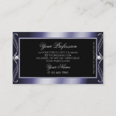 ラグジュアリー華美ブラックブルースパークルダイヤモンドオーナメント 名刺 (裏面)